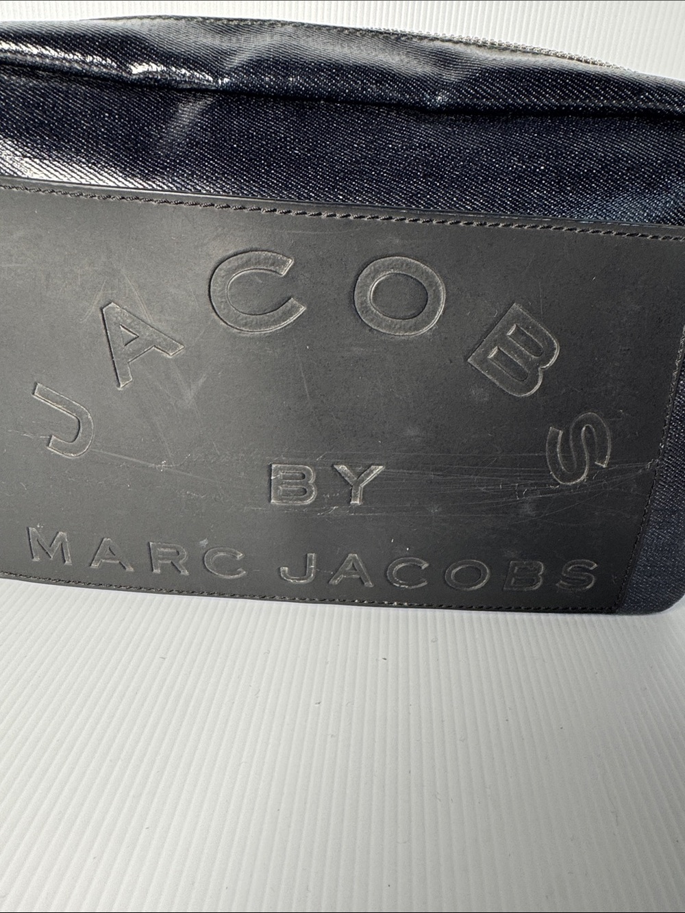 JACOBS by MARC JACOBS Dark Blue Coated Denim PVC Lined Minimal Toiletry Bag